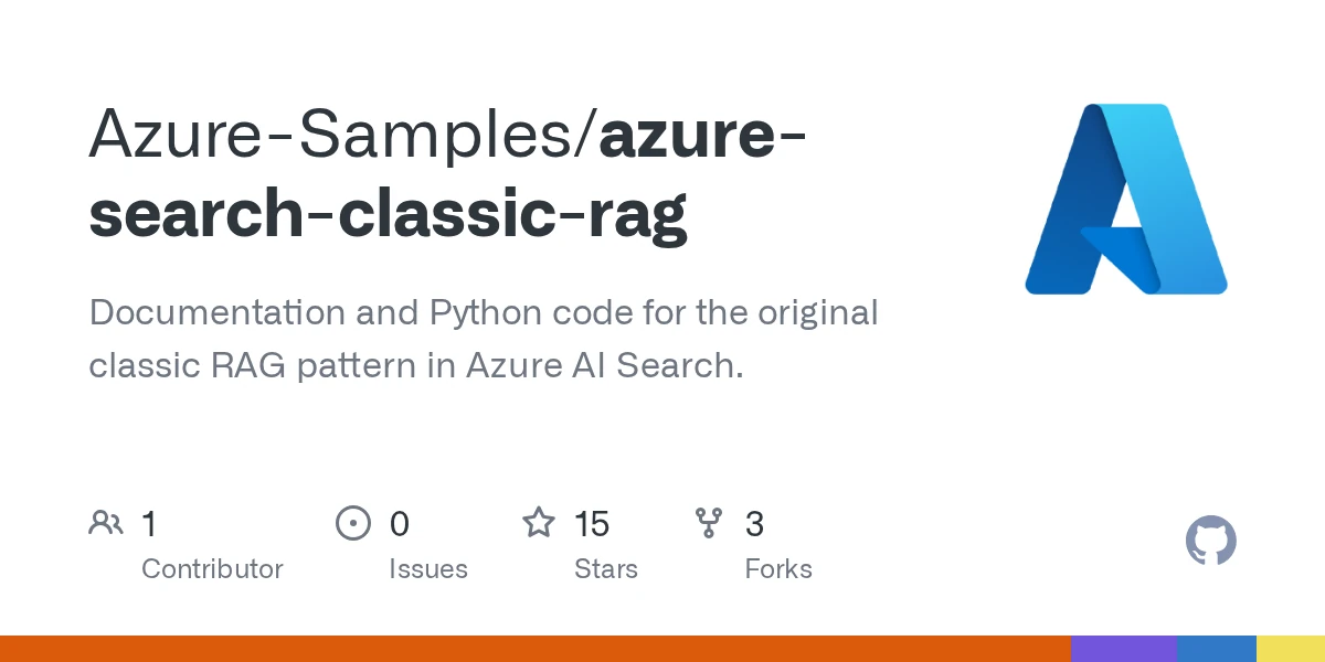 The official Azure Samples classic RAG repository on GitHub.