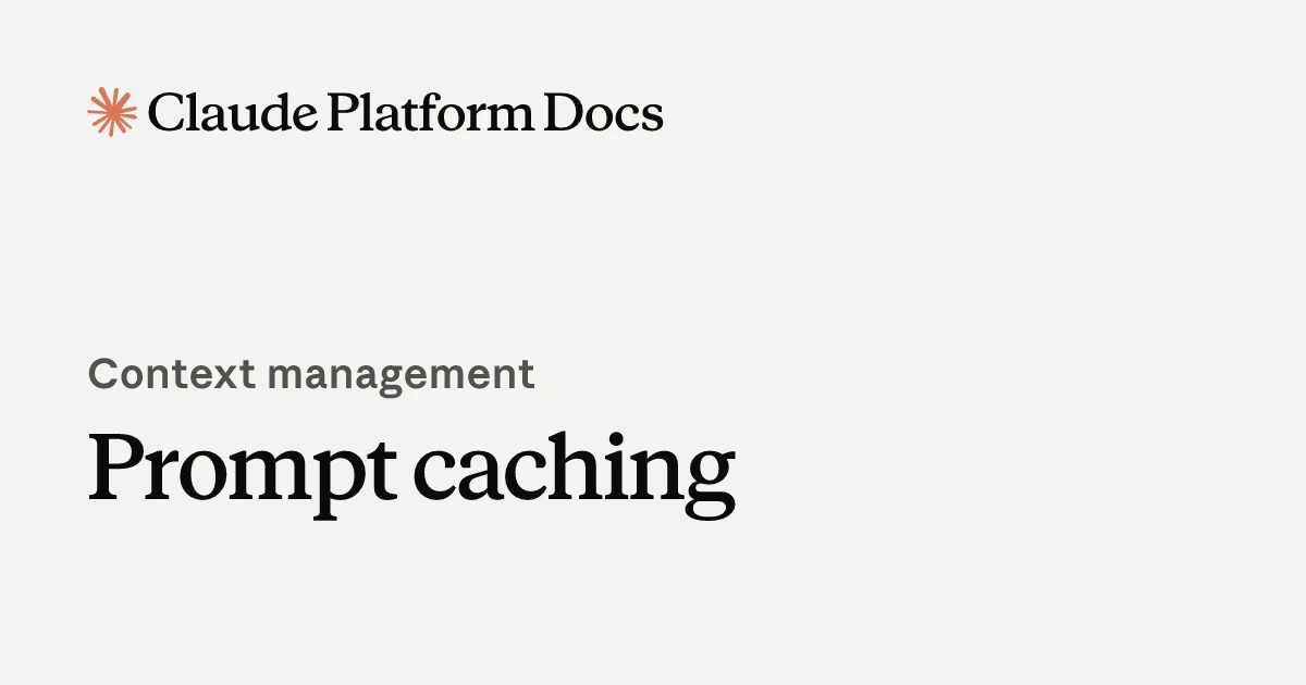 Official Claude Platform documentation graphic titled Prompt caching.