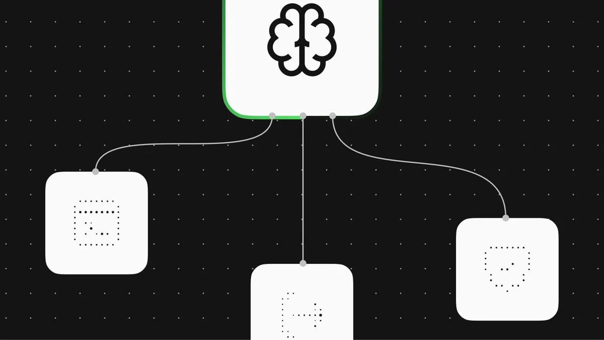 Official n8n illustration showing an AI agent connected to three tool nodes.