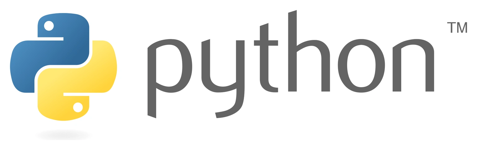 The official Python logo, with its blue and yellow symbol and Python wordmark.